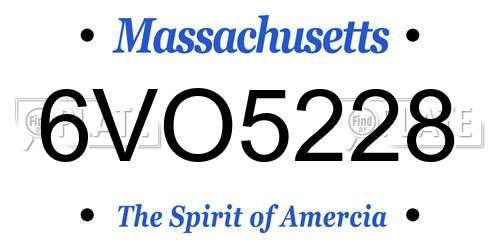 6VO5228 Massachusetts License Plate