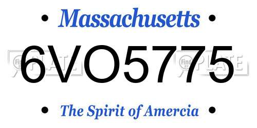 6VO5775 Massachusetts License Plate