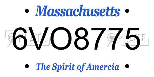 6VO8775 Massachusetts License Plate