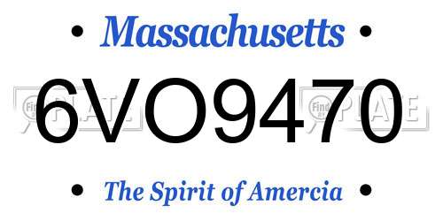 6VO9470 Massachusetts License Plate