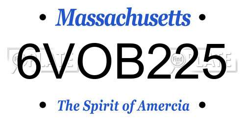6VOB225 Massachusetts License Plate