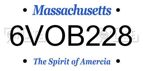 6VOB228 Massachusetts License Plate