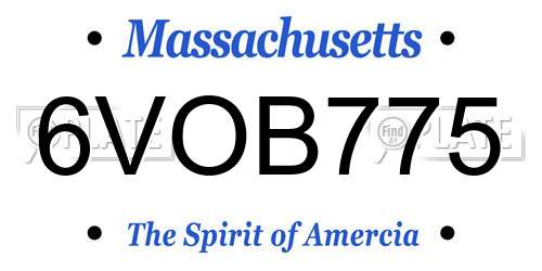 6VOB775 Massachusetts License Plate