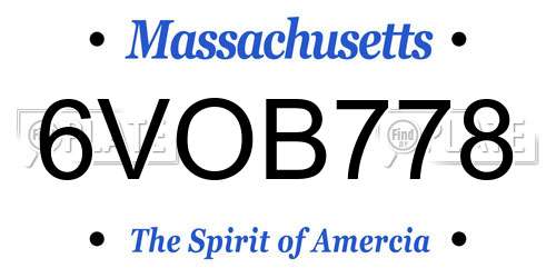 6VOB778 Massachusetts License Plate