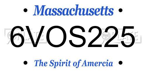 6VOS225 Massachusetts License Plate