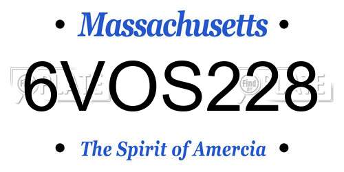 6VOS228 Massachusetts License Plate