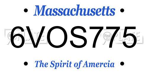 6VOS775 Massachusetts License Plate