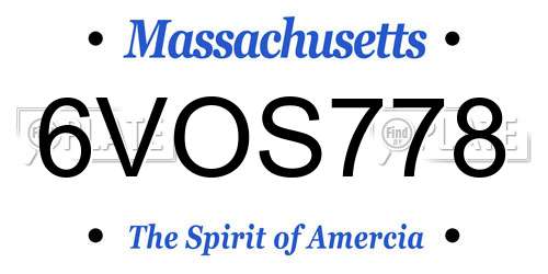 6VOS778 Massachusetts License Plate