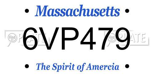 6VP479 Massachusetts License Plate