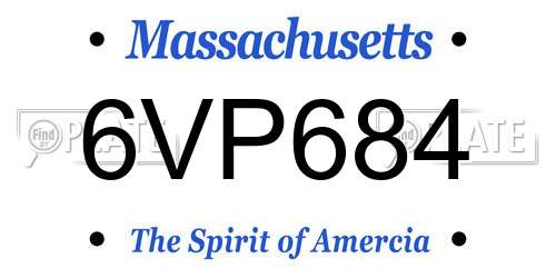 6VP684 Massachusetts License Plate