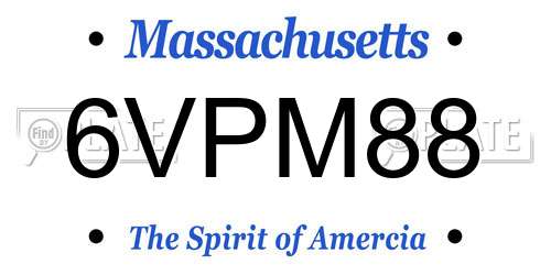 6VPM88 Massachusetts License Plate