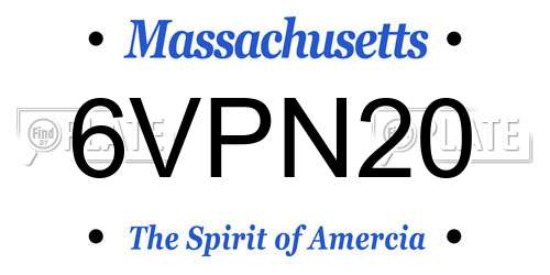 6VPN20 Massachusetts License Plate