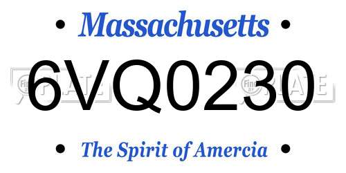 6VQ0230 Massachusetts License Plate