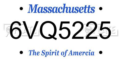 6VQ5225 Massachusetts License Plate