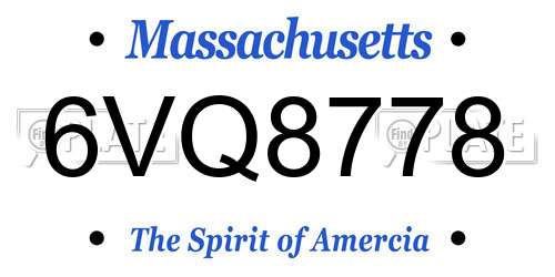 6VQ8778 Massachusetts License Plate