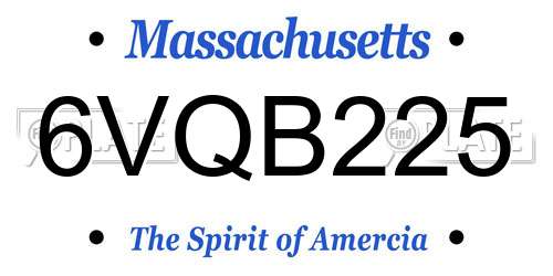 6VQB225 Massachusetts License Plate