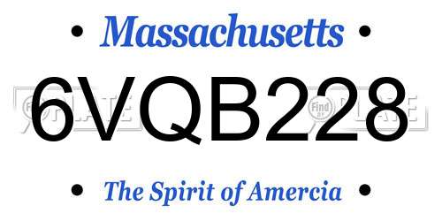 6VQB228 Massachusetts License Plate