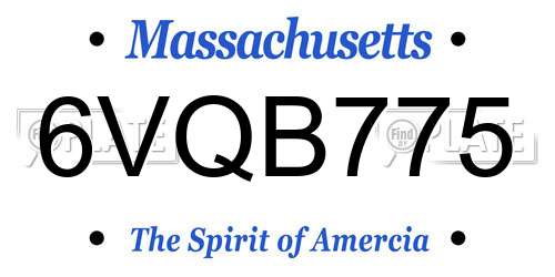 6VQB775 Massachusetts License Plate