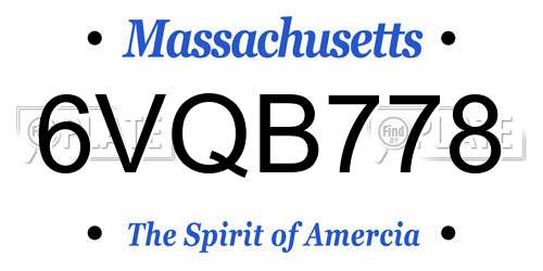 6VQB778 Massachusetts License Plate