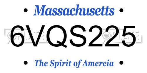 6VQS225 Massachusetts License Plate