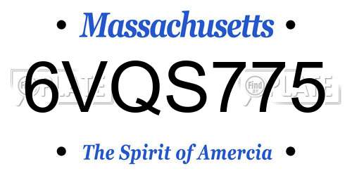6VQS775 Massachusetts License Plate