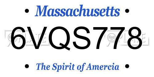 6VQS778 Massachusetts License Plate