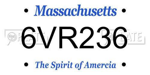 6VR236 Massachusetts License Plate