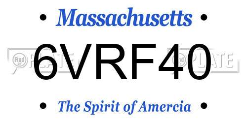 6VRF40 Massachusetts License Plate