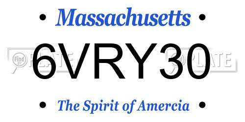 6VRY30 Massachusetts License Plate