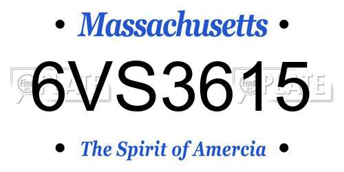 6VS3615 Massachusetts License Plate