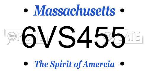 6VS455 Massachusetts License Plate