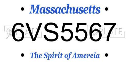6VS5567 Massachusetts License Plate