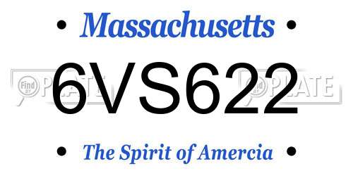 6VS622 Massachusetts License Plate