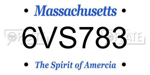 6VS783 Massachusetts License Plate