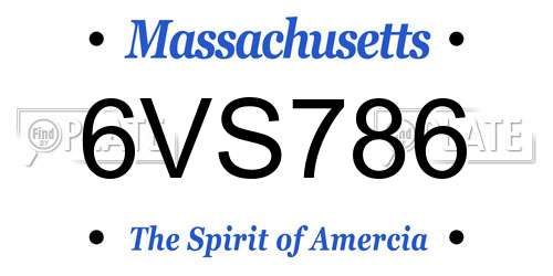6VS786 Massachusetts License Plate