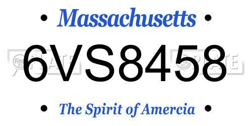 6VS8458 Massachusetts License Plate
