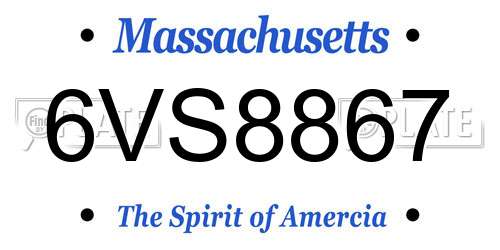 6VS8867 Massachusetts License Plate