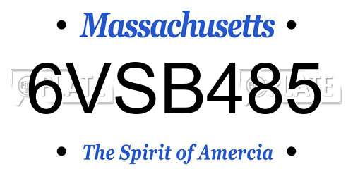6VSB485 Massachusetts License Plate