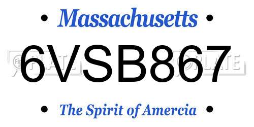6VSB867 Massachusetts License Plate