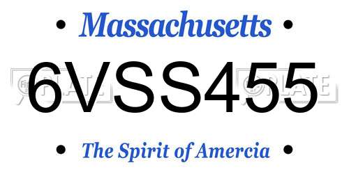 6VSS455 Massachusetts License Plate