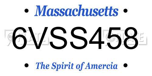 6VSS458 Massachusetts License Plate