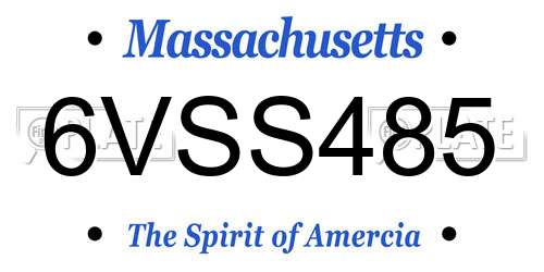 6VSS485 Massachusetts License Plate