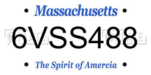 6VSS488 Massachusetts License Plate