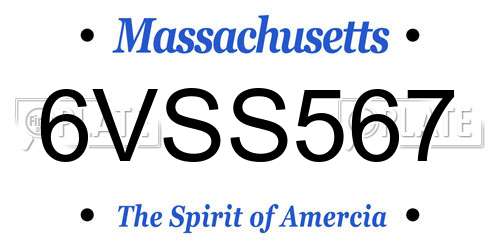 6VSS567 Massachusetts License Plate
