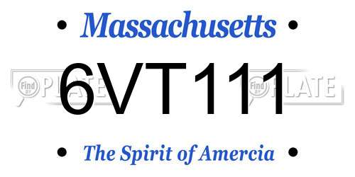 6VT111 Massachusetts License Plate