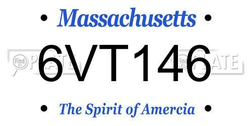 6VT146 Massachusetts License Plate