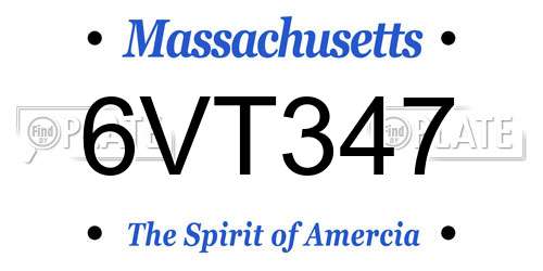 6VT347 Massachusetts License Plate