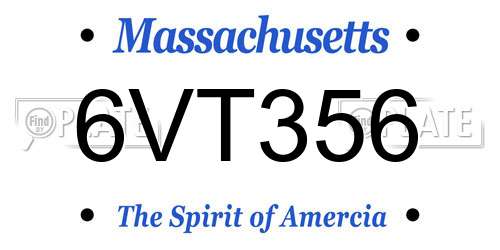 6VT356 Massachusetts License Plate