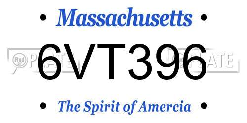 6VT396 Massachusetts License Plate