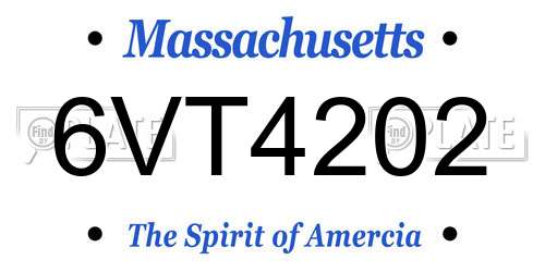 6VT4202 Massachusetts License Plate